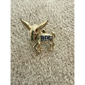 Vintage Democratic Donkey Pin Ballou Reg'd Gold Tone Political Lapel Pin DEM